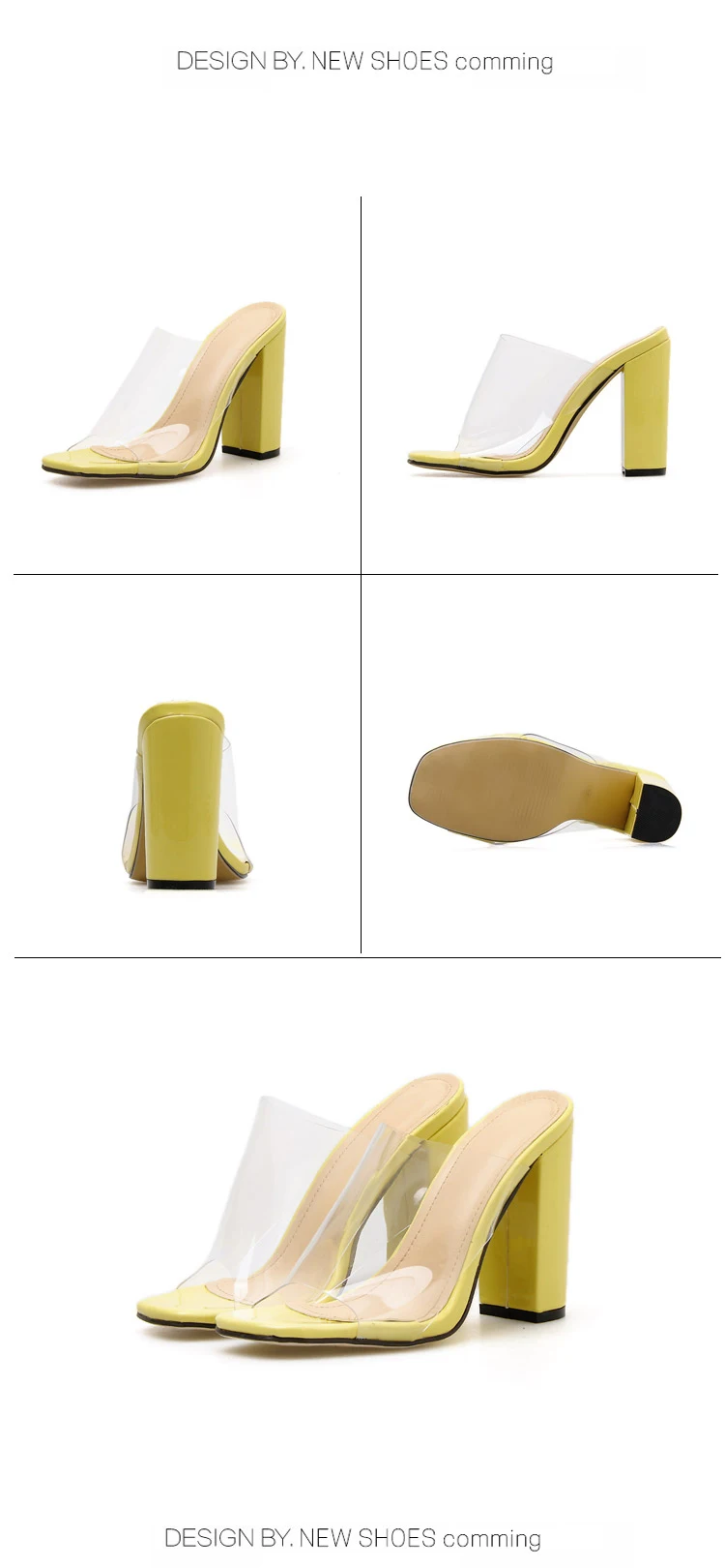 Aneikeh/ г. Модные пикантные прозрачные Шлепанцы из ПВХ, новинка, женская обувь с открытым носком на высоком квадратном каблуке
