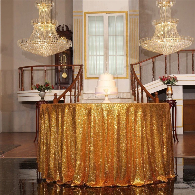 120CM Round Glitter Sequin Tablecloth Gold Silver Sequin Table Cloth