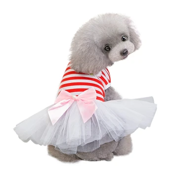 

Dog Cat Bow Tutu Dress Skirt Pet Puppy Dog Princess Striped Clothes For Small Medium Large Dogs Pet Supplies