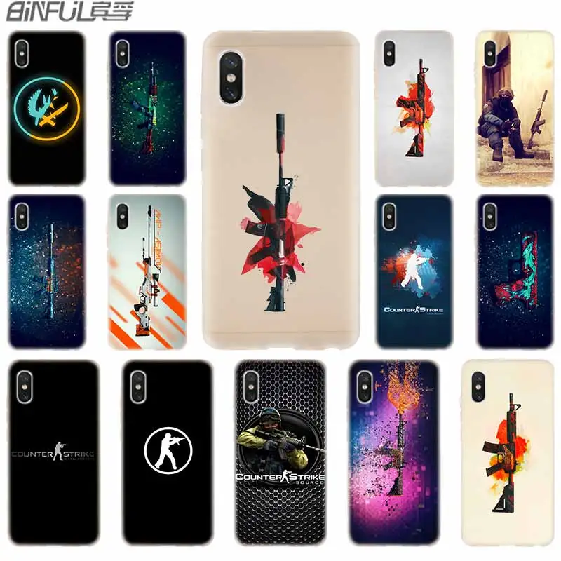 Мягкий Силиконовый ТПУ чехол для Xiaomi Mi 10 8 9 CC9 A1 A2 A3 Lite SE MAX 3 mix 2s 5X 6X counter strike global offension