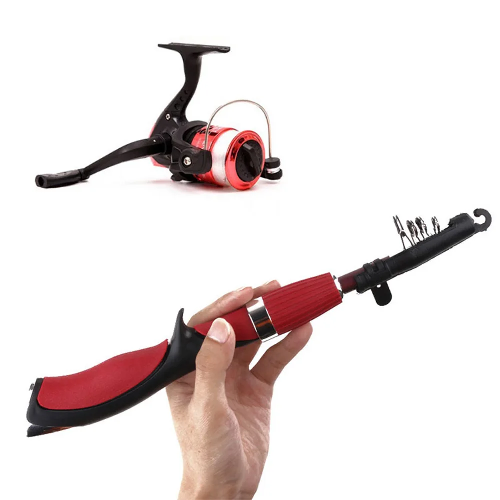 الصيد قضيب كومبو W/بكرة مصغرة بندقية ستليي الشبح الصيد بكرة الصب الشتاء الجليد الصيد قضيب البحر الصيد بكرة معالجة مجموعة