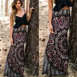 Новый Для женщин Дамы Высокая Талия летние цветочные BOHO коктейльное Длинное Макси юбка