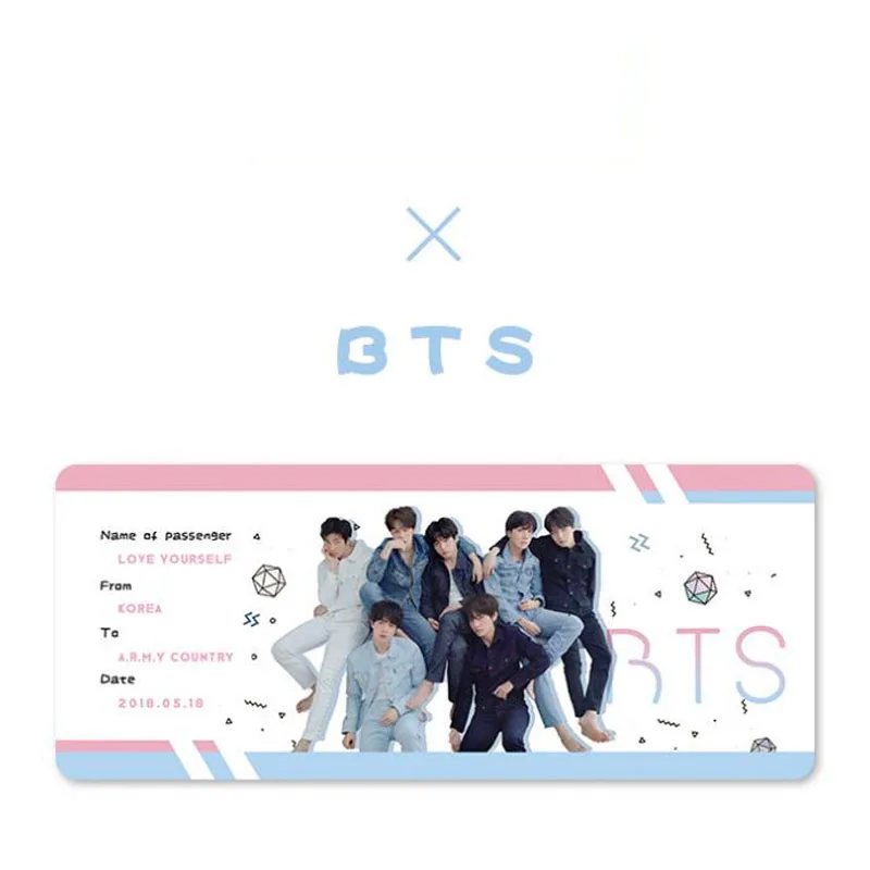 

1 Pcs Hot Kpop BTS Bangtan Boys Coming Back Album LOVE YOURSELF Transparent Flight Ticket Photo Cards Bookmark Stationery Gifts