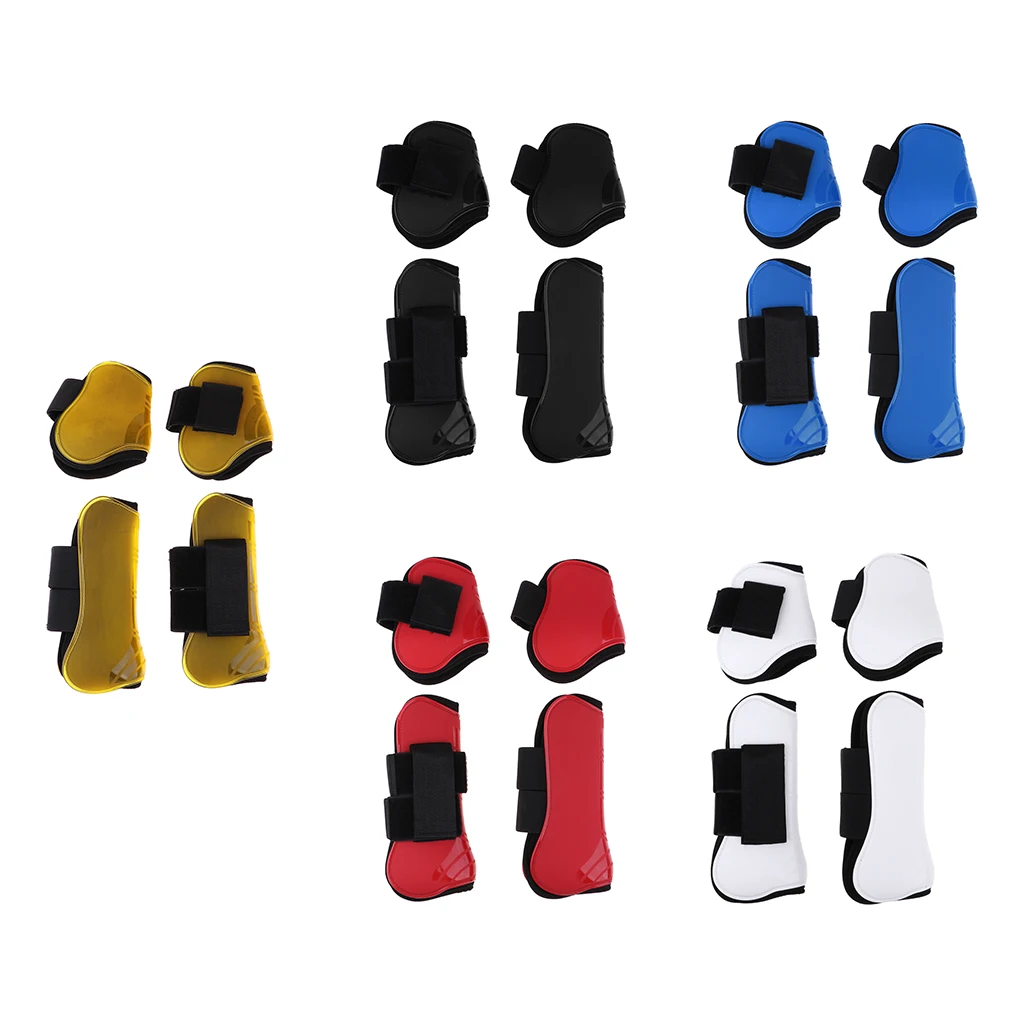 2 Pairs Horse Leg Boots Front Hind Leg Tendon Protect Equestrian Red