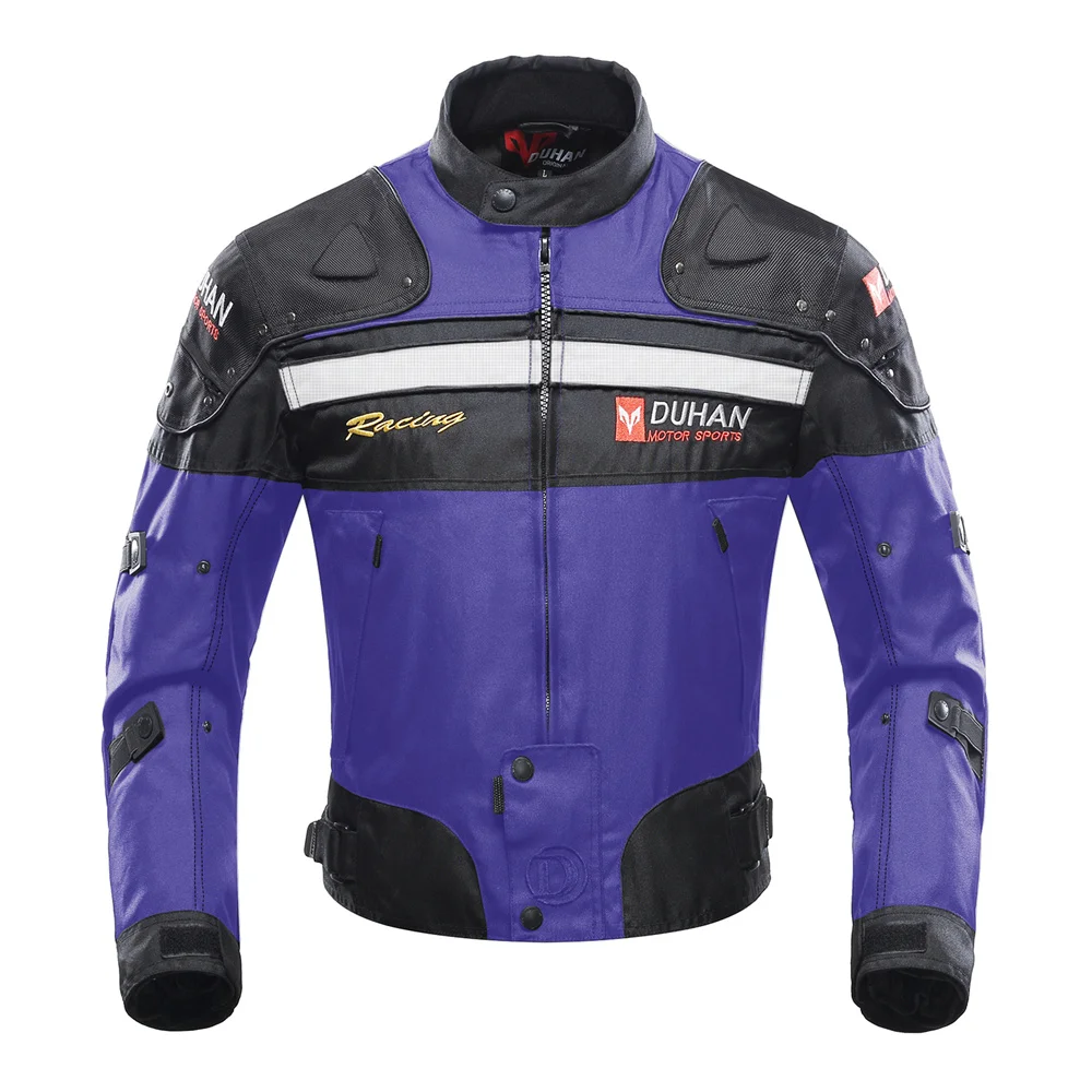 Only Blue Jacket DUHAN ветрозащитный мотоциклетный гоночный костюм защитное снаряжение броня мотоциклетная куртка+ мотоциклетные штаны хип-протектор мото комплект одежды - Цвет: Only Blue Jacket