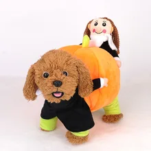 Holding Pumpkin Riding Dog Clothes For Small Dogs Winter French Bulldog Jacket Dog Halloween Costume Chihuahua Coat Pet Clothes