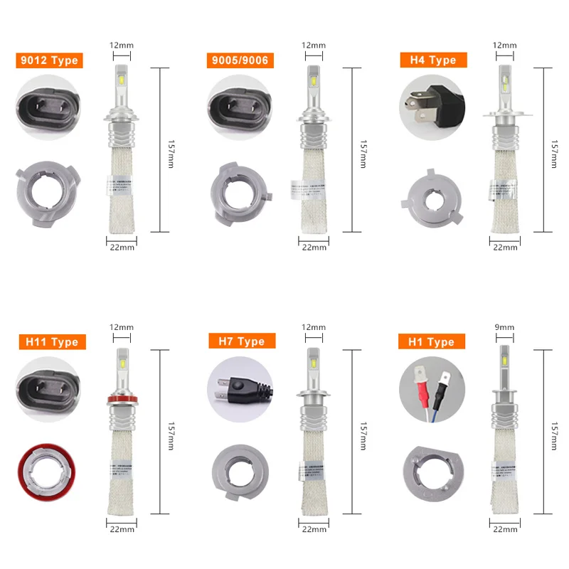 Comprar Flintzen 2 uds 6000K h7 faros led para coche h1 h11 9006 9005 9012 h4 led Bombilla para coche automóviles luces CSP led faro para coche DC10 24V