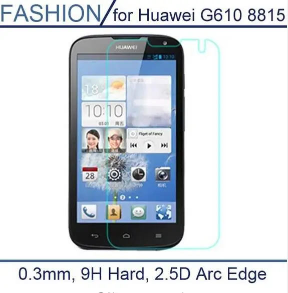 

0.3mm Premium Tempered Glass For Huawei G610 8815 9H Hard 2.5D Arc Edge Screen Protector with Clean Tools><