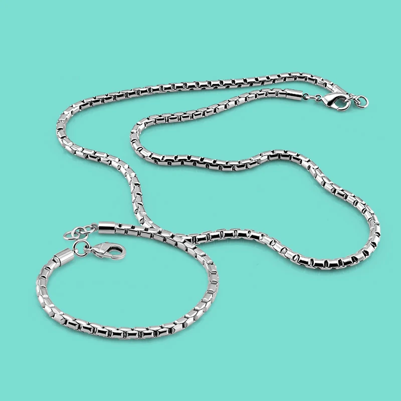 Классический стиль набор из стерлингового серебра 925 пробы мужское ожерелье/браслет Твердая Серебряная коробка цепь дизайн подарок на день... Классический стиль набор из стерлингового серебра 925 пробы мужское ожерелье/браслет Твердая Серебряная коробка цепь дизайн подарок на день...