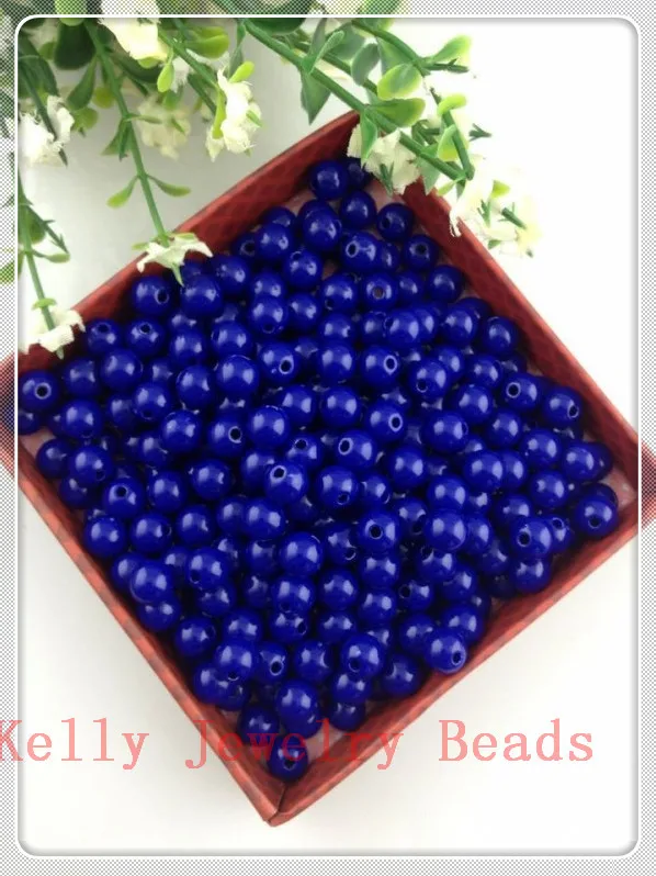 

1000pcs/lot 6mm Royal Blue/Orange/Red Kids Acrylic Chunky Beads Round Bracelet Necklace Acrylic DIY Beads For Jewelry Making