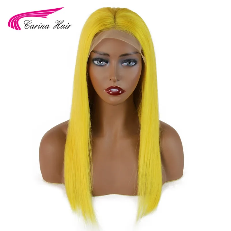 

Carina Brazilian Remy Yellow Lace Front Human Hair Wigs Long Straight Preplucked 13*3 Lace Human Hair Wigs