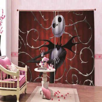 

Cartoon Skull Door Windows Curtains Floral Thin for Kids Living Room Bedroom Decorative Kitchen Curtains Drapes Customized