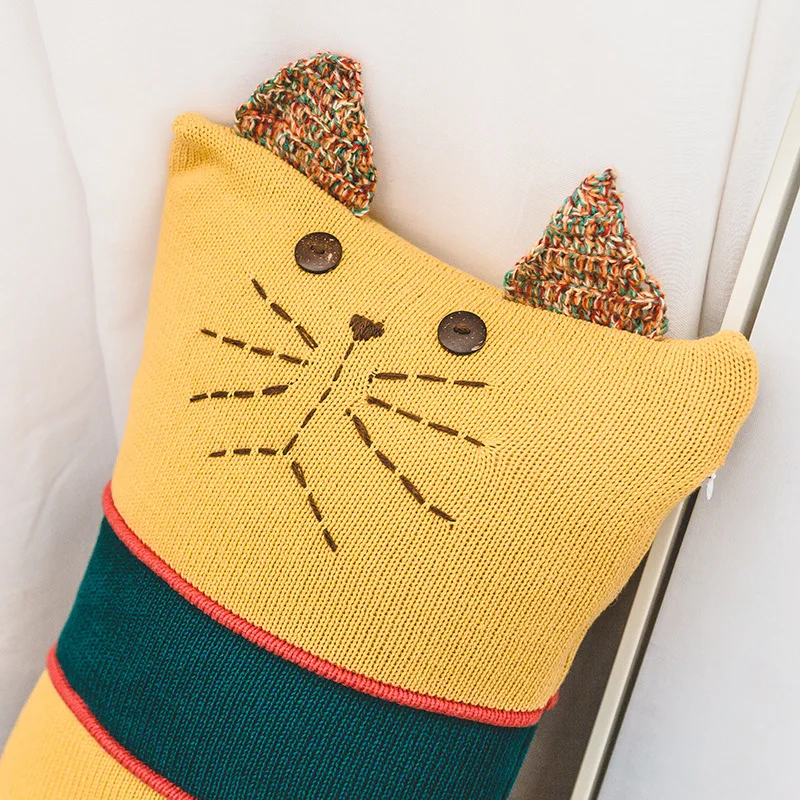 INS кот подушка ручной работы хлопок Материал растение печать и окрашивание 30*50 см