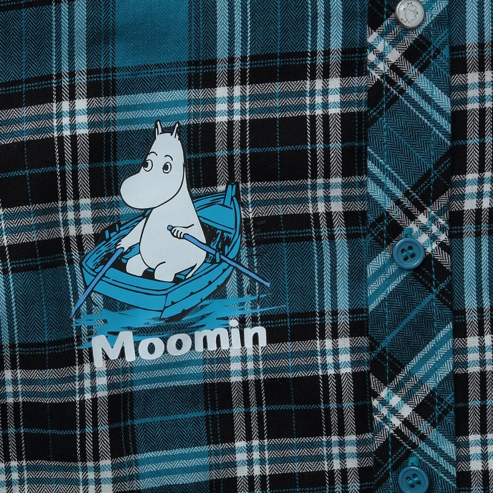 Moomin/Детские хлопковые рубашки; Новое поступление года; модная клетчатая рубашка для мальчиков из плотной шерстяной ткани с треугольным вырезом; Детские рубашки с длинными рукавами