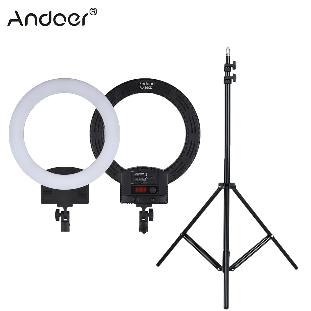 

Andoer RL-560D Ring Lamp 12" LED Ring Light Bi-color 3200K-5600K Photo Studio Camera Light Photography Lighting for DSLR Camera