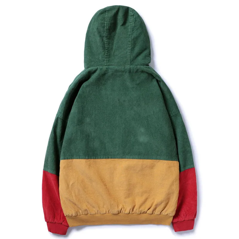 2018 Spring Color Block Patchwork Corduroy Hooded Jackets Hip Hop Hoodies Coats Casual Streetwear Jacket Plus Size 2018 Spring Color Block Patchwork Corduroy Hooded Jackets Hip Hop Hoodies Coats Casual Streetwear Jacket Plus Size