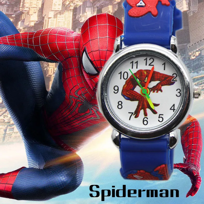 3D человек-паук детские часы для мальчиков и девочек детские часы супергерой паук Человек силиконовые детские часы подарок на день рождения