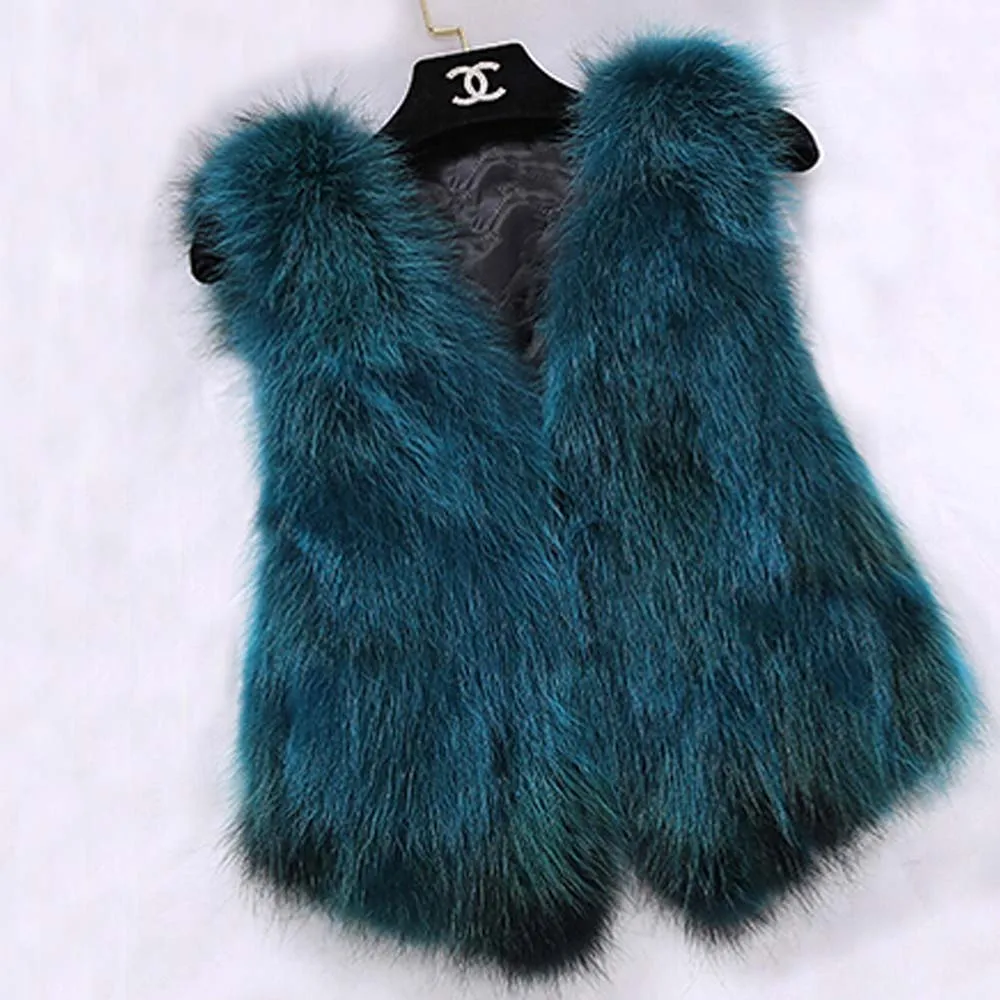 Женский жилет из натурального лисьего меха без рукавов TFP819|fox fur vest|natural fox vestreal |