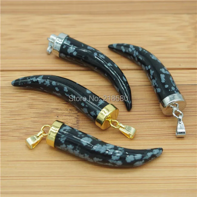 

P150521178 Snowflake Horn Tusk Pendant with Gold Or Silver Cap