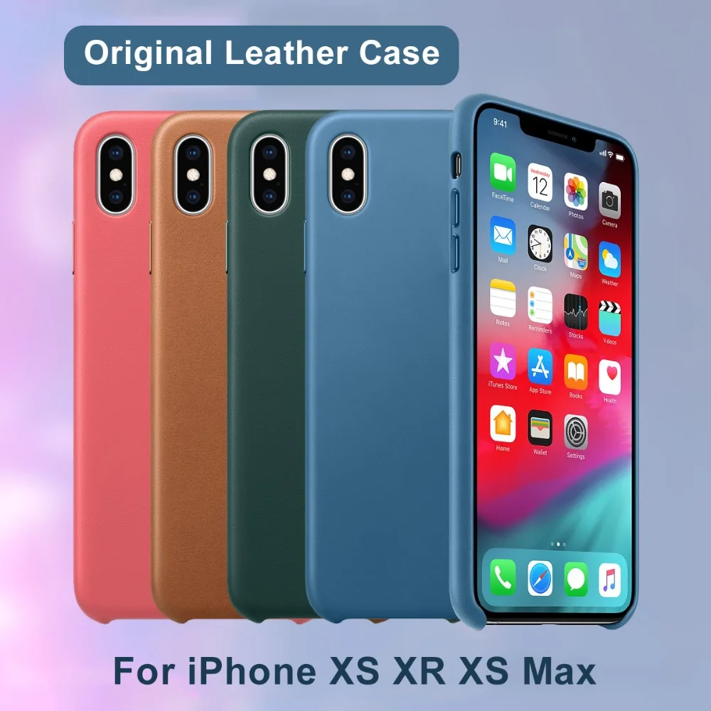 

Original Leather Case For Apple iphone XS Max XS X 8 7 6S 6 Plus Case Have Logo Leather Cover For iphone 7 8 Plus X 10 Coque