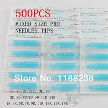 500 шт. одноразовые Ассорти иглы татуировки советы синий стерильные насадка для татуировки machine gun Иглы сцепление