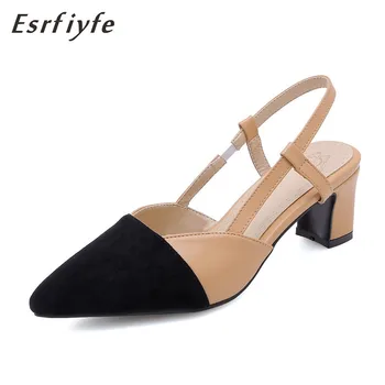 

ESRFIYFE 2019 New Large Size 30-48 Summer Women Dress Shoes Square Head Fashion Shoes Wedding Party Sandals Casual Shoes Women