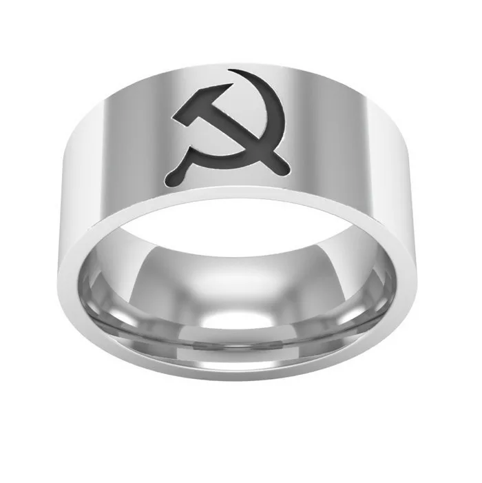 Amazon горячие ювелирные изделия молоток и Кливер кольцо из титановой стали 8 мм Мужские кольца Прямая YP3793