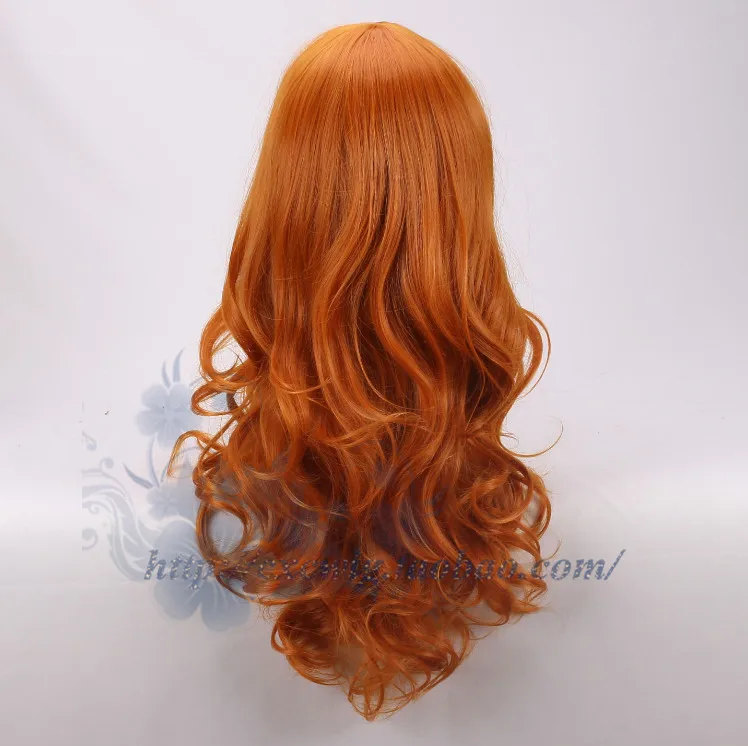 Взрослый один кусок нами парик Оранжевый вьющиеся синтетические волосы тела волна волос Косплей для взрослых Хэллоуин