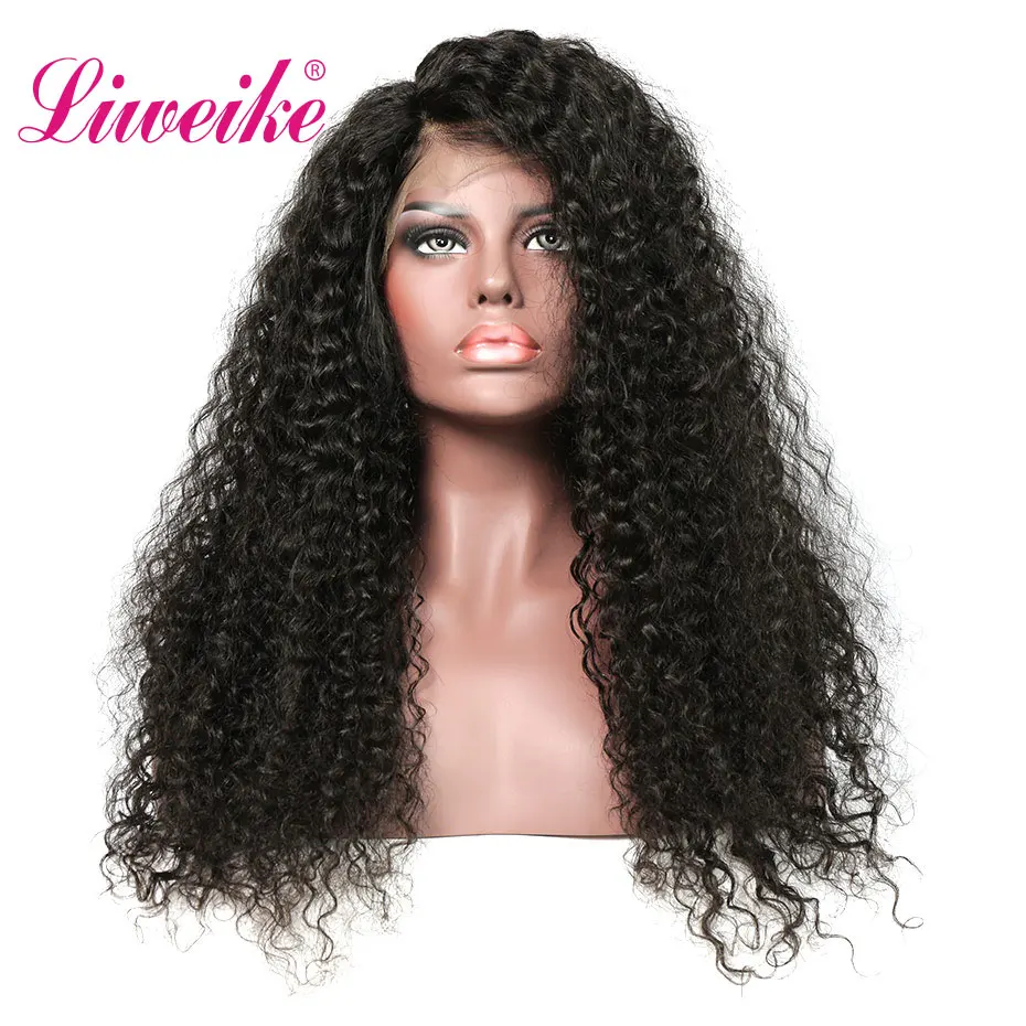 Парик Liweike Jerry с кудрявыми волосами 13*4 парики из человеческих волос на сетке