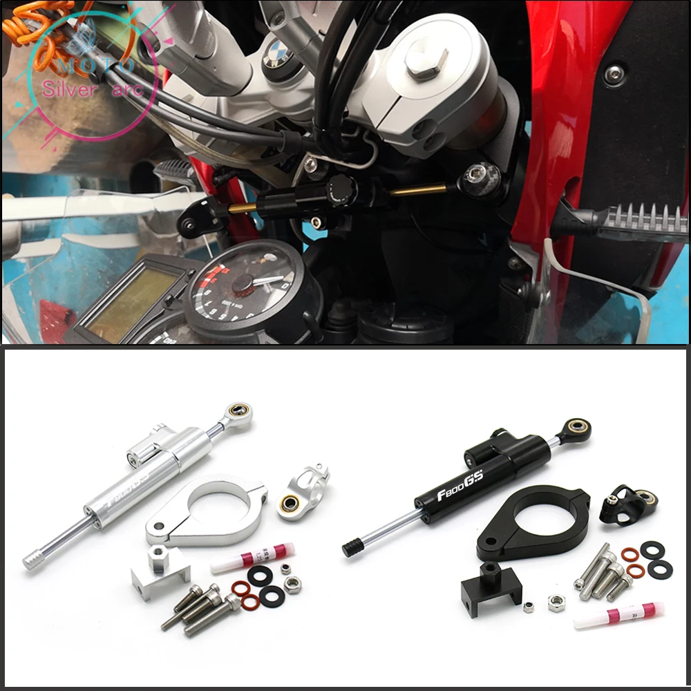 

F800GS Aluminum Adjustable Motorcycles Steering Stabilize Damper Bracket Mount Kit For For BMW F800GS/ADV F800 GS Silver