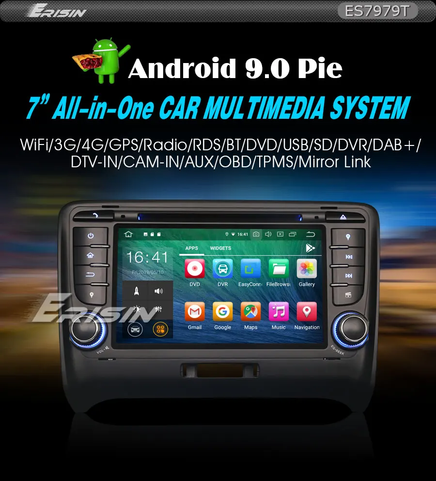 Perfect 7" 4GB RAM 32GB ROM Android 9.0 OS Car DVD Multimedia Navigation GPS Radio for Audi TT MK2 2006-2014 with Split Screen Support 1