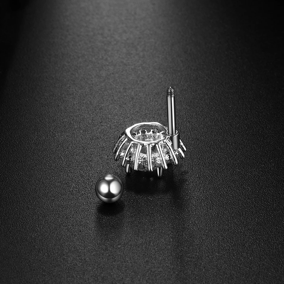 1 шт./лот спираль из нержавеющей стали для пирсинга Хрустальный цветок луна