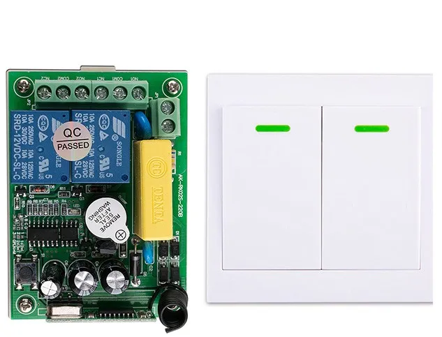 

New AC220V 2CH Wireless Remote Control Switch System Receiver + Wall Panel Remote Transmitter Sticky Remote Smart Home Switch