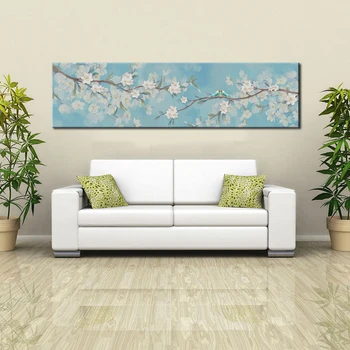 

Wall Decoration Canvas Painting, Modern White Flowers and Love Birds Posters and Prints on Canvas Wall Art Pictures For Bedroom