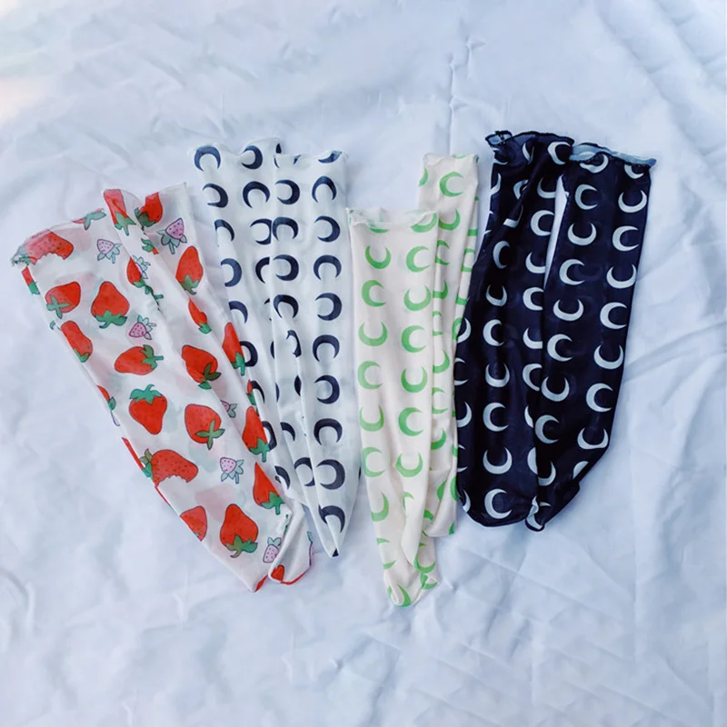 Модные шифоновые тюлевые носки с изображением клубники для женщин, тонкие прозрачные сетчатые носки, женские гольфы, женское платье, чулочно-носочные изделия