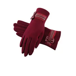 Для женщин Зимние перчатки Сенсорный экран теплые Прихватки для мангала Открытый вождения Прихватки для мангала варежки Симпатичные