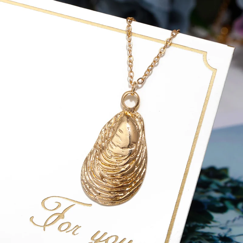 Ожерелье с подвеской в виде ракушки Бохо для женщин, длинная цепочка, Круглый Шарм, Массивное колье, ожерелье, свадебное ювелирное изделие - Окраска металла: XL1475