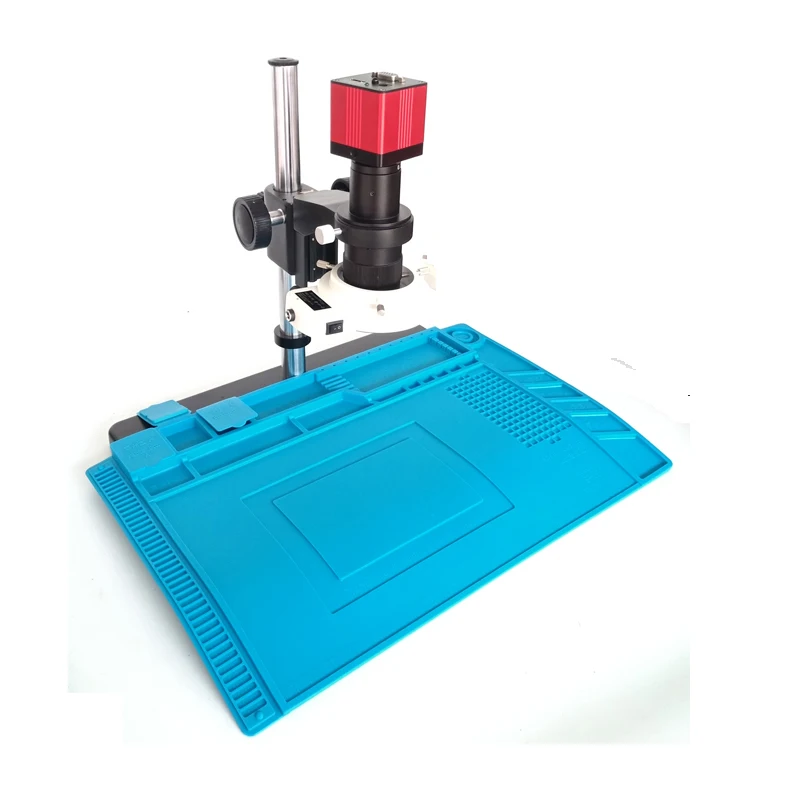 

BGA Soldering heat resistant pad microscope table 120X 180X 300X C-Mount lens 13MP HDMI VGA Industrial Microscope video Camera