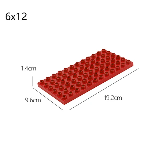 Двухсторонние опорные пластины для больших кирпичей, большой строительный блок из частиц, двухсторонняя материнская плата, совместимая с блоком Duplos для детей - Цвет: 6x12 red