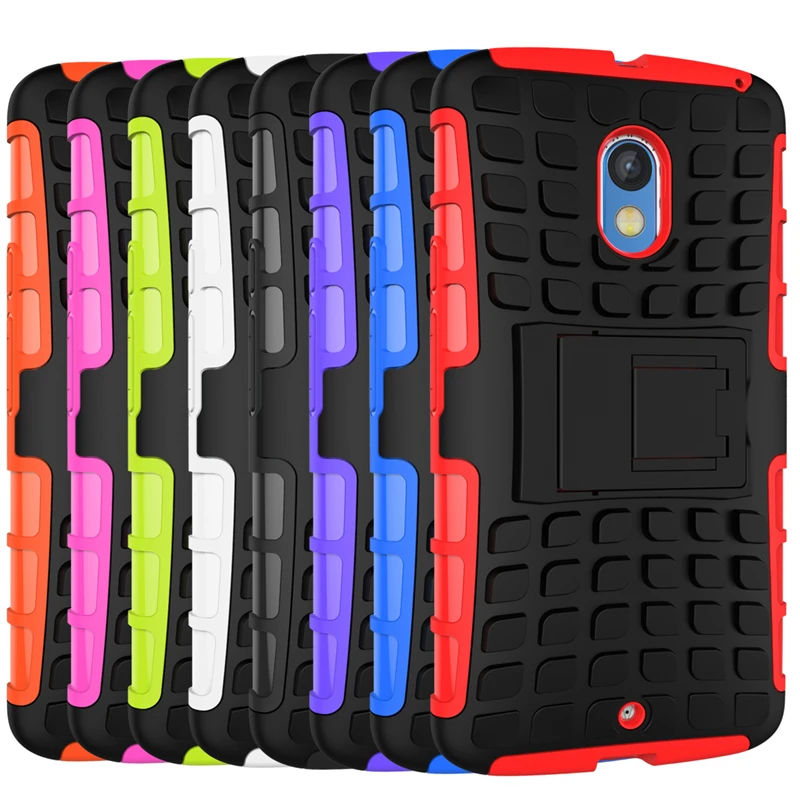 Silicon + Plastic 2 in 1 Dual Layer Shockproof Stand Phone Protection Case Cover For Motorola