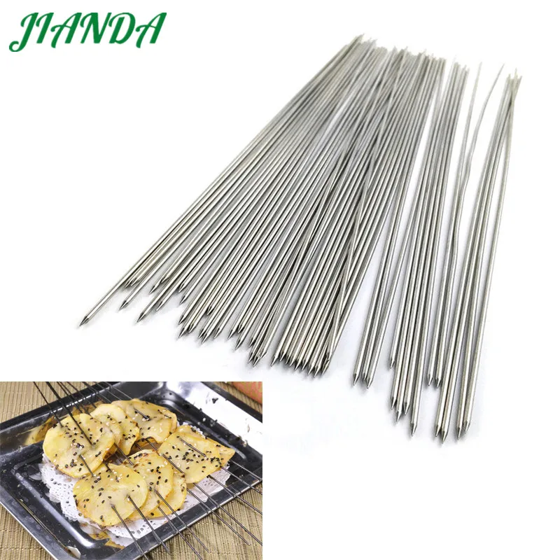 

JIANDA 10pcs(Buy 10 get free 1) Stainless Steel Barbecue Grilling BBQ Needles Sticks Skewers Silver Kitchen Accessories 2 Sizes