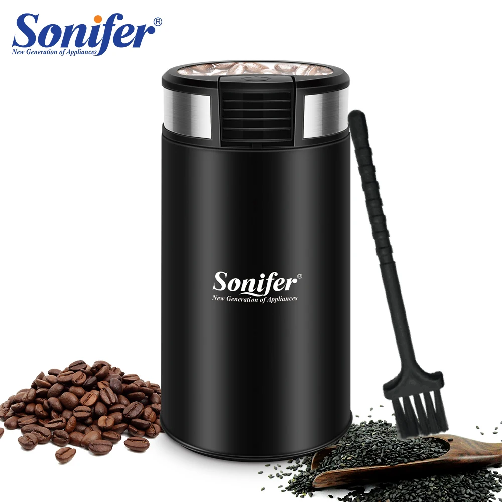 Billige Mini Elektrische Kaffeemühle Maker Bohnen Mühle Kräuter Muttern Edelstahl 220V Sonifer