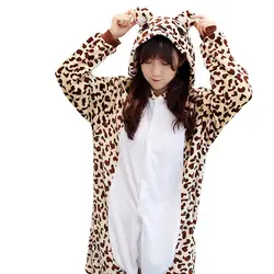 Кигуруми леопардовая Пижама Свободные Комбинезоны для взрослых в виде животных для женщин и мужчин пара зимние пижамы Kegurumi пижамы