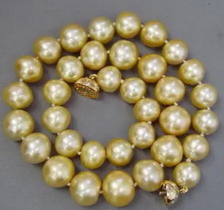

Hot sale new Style >>>>>12mm Yellow Shell Pearl 18KGP Crystal Ball Clasp Necklace