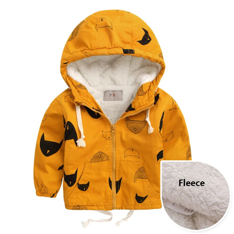 

2019 Autumn Boys Jackets Hooded Cartoon Kids Girls Coats Fleece Winter Children's Outerwear Causal Windproof Baby Windbreaker