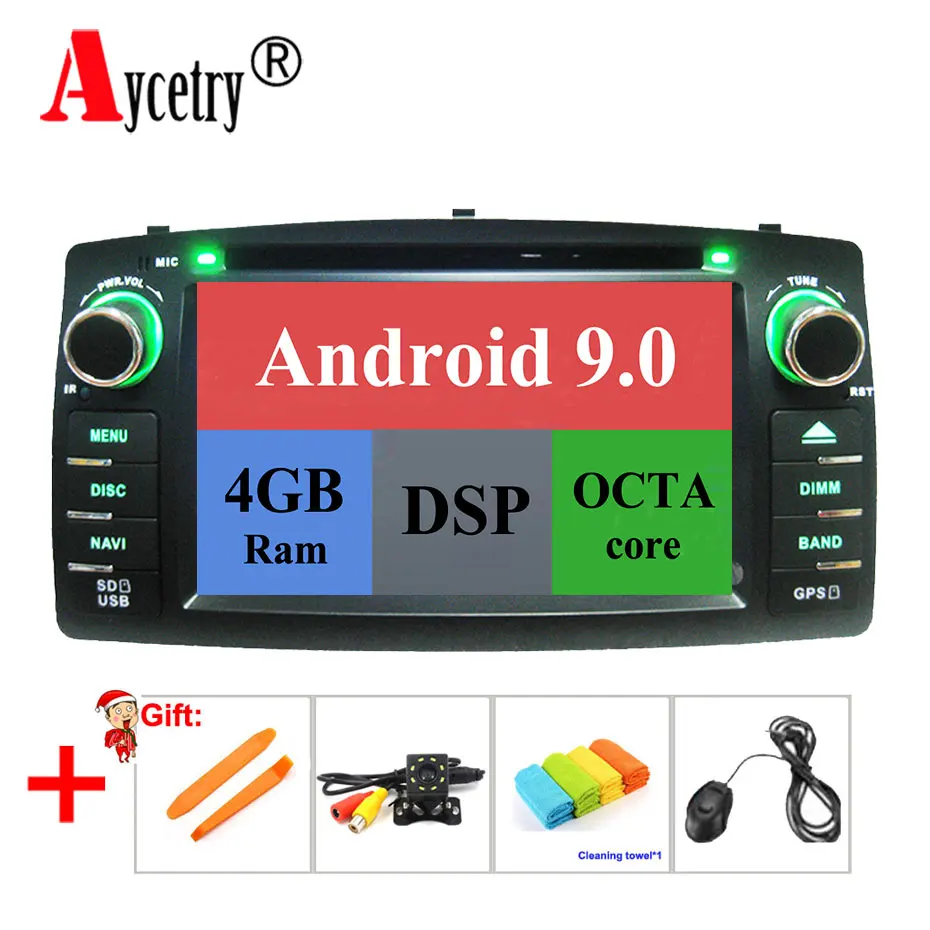 Best Aycetry! DSP 4G+64G 8 core 2 Din android 9.0 Car DVD player GPS Navigation autoRadio for Toyota Corolla E120 car radio multimedia Head Unit obd2 wifi DVR dab 0