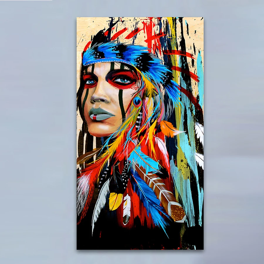 

5d diy diamond painting cross stitch Indian Woman Feathered,diamond embroidery hobbies and crafts needlework home decoration