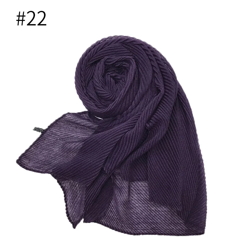 Новая мода 21 Цвета морщин однотонные шали вискоза хлопок мусульманский хиджаб женщина шарфы для женщин пашмины бандана плиссированные scarf10pcs/лот - Цвет: 22