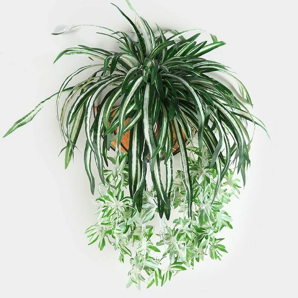 

Wall Hanging New Flower Green Plants Chlorophytum Artificial Flowers Plants 65cm Potted Fake Simulation Living Room Decor