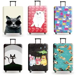 Новый милый кот багажный Чехол 18-32 дюймов путешествия чемодан, багаж эластичные защитные чехлы Тележка багажник пылезащитный чехол